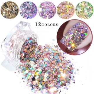 【AG】1 Jar Nail Glitter Flakes Shaped Ultra-thin Anti-crack Color Sequins Nails Art