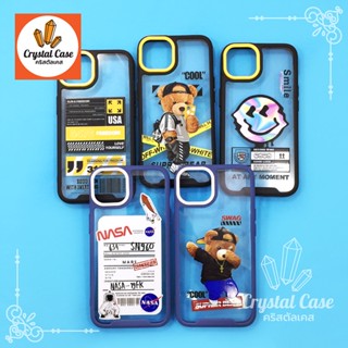 เคสขอบสีหลังใสกันเลนส์กล้องสีสดใส 7+ 11 13 14promax พิมพ์ลายการ์ตูนเท่