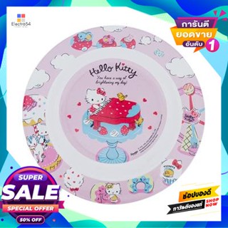 Melamine จานเมลามีนทรงลึก คิตตี้ มายเดย์ Superware รุ่น P 182-8 ขนาด 8 นิ้ว สีขาว - ชมพูdeep Melamine Plate Kitty My Day