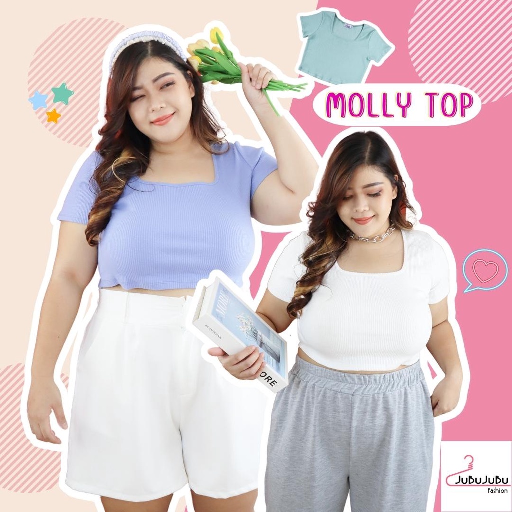 JuBu JuBu Molly Crop Top เสื้อครอป เสื้อยืดสาวอวบ ผ้าร่องญี่ปุ่นเกรดพรีเมี่ยม พร้อมส่ง #499