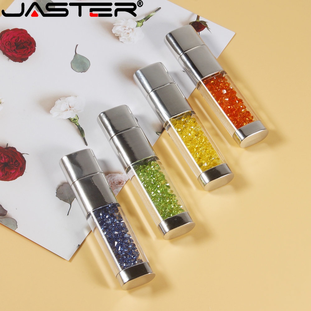 Jaster แฟลชไดรฟ์คริสตัล USB 2.0 128GB 64GB 32GB 16GB 8GB 4GB
