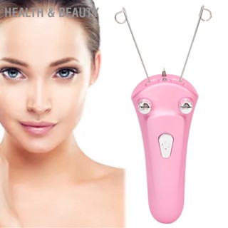  Health &amp; beauty เครื่องกำจัดขนด้วยเกลียวไฟฟ้าบนใบหน้า LED USB ชาร์จไร้สายอัตโนมัติเครื่องกำจัดขนด้วยด้ายฝ้ายสีชมพู