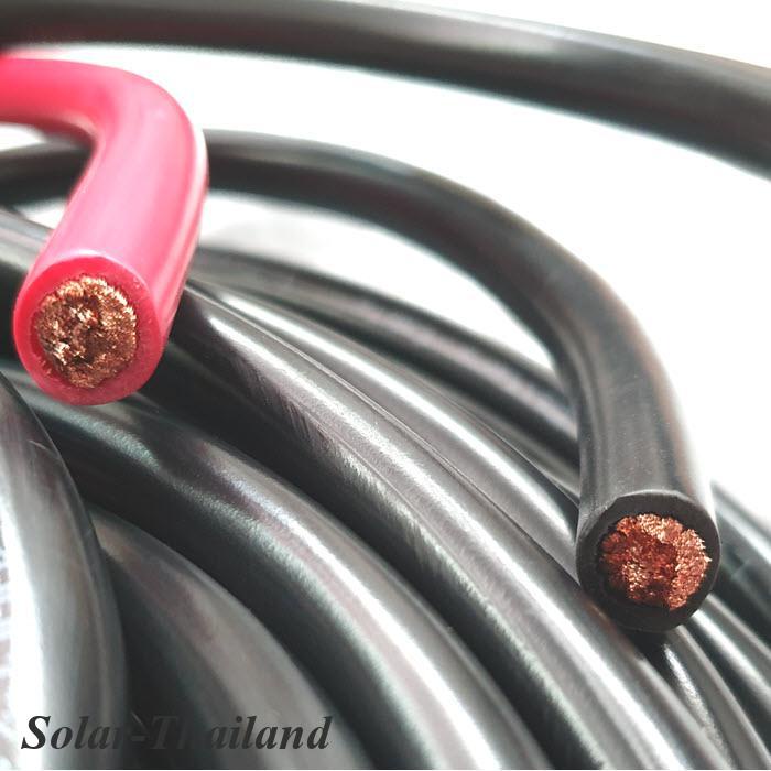 10 เมตร สายไฟแบตเตอรี่ Flexible ขนาด 16 Sq.mm. ทองแดงแท้ ทนกระแสสูงสุด 106A สีแดง รุ่น BatteryCable-16-REDx10m