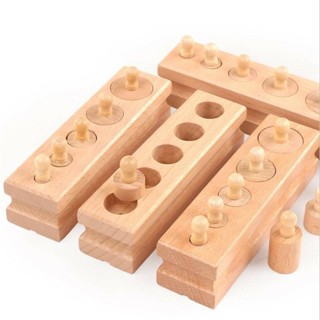 Cylinder blocks Mini ของเล่นแนวมอนเตสซอรี่ ๆการสังเกต  เปรียบเทียบขนาดได้ทุกมิติ