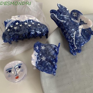 Desmondri เพ้นท์สี ศิลปะ กิ๊บติดผม กรงเล็บฉลาม หางม้า ผ้าโพกศีรษะ สําหรับผู้หญิง กรดอะซิติก ดาว สีฟ้า เพ้นท์หน้า ผู้หญิง กิ๊บติดผม