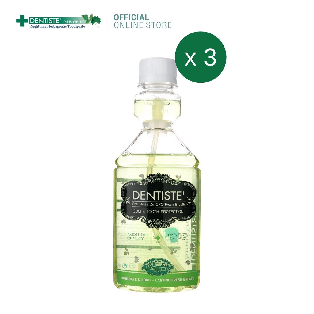 Dentiste' Oral Rinse Zn Cpc Fresh Breath 200 Ml น้ำยาบ้วนปาก ลดแบคทีเรีย ปกป้องยาวนานถึง 12 ชม. เดนทิสเต้(แพ็ค3)