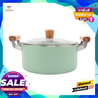 Casserole หม้อหูเคลือบเซรามิกพร้อมฝาแก้ว 24 ซม. Kassa Home รุ่น Ed-0109 ขนาด 33.5 X 24 X 17 ซม. สีฟ้าceramic Casserole W