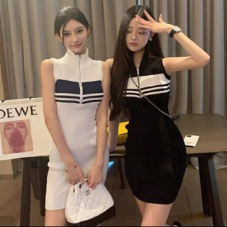 🆔 890 มินิเดรส เดรสไหมพรม รูดซิปอก คอปีน