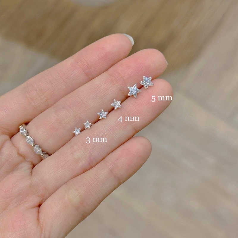 Winterwinter Jewelry Silver925 : เครื่องประดับเงินแท้ เงินแท้925 ต่างหู เพชร cz รูปดาว