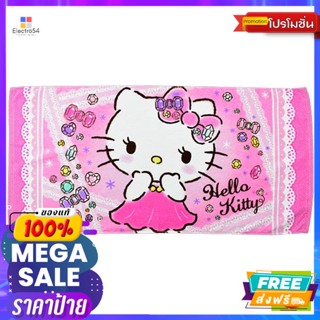 ผ้าขนหนูพิมพ์ลาย ขนาด 24 x 48 นิ้ว ลายคิตตี้ Printed towel, size 24 x 48 inches, Kitty patternผ้าขนหนู