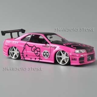 Fast &amp; Furious Jada โมเดลรถยนต์จําลอง ขนาดเล็ก สเกล 1:24 Brians Nissan Skyline GT-R BNR34 GTR R34