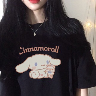 เสื้อยืด แบบนิ่ม พิมพ์ลายการ์ตูน Cinnamoroll น่ารัก สไตล์ญี่ปุ่น เหมาะกับฤดูร้อน สําหรับผู้หญิง