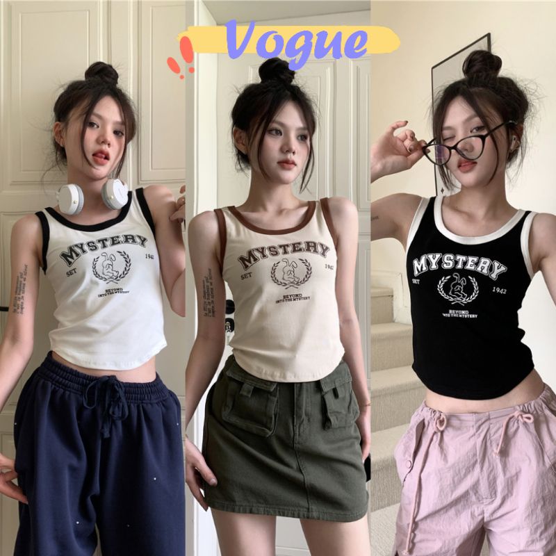 Vogue พร้อมส่ง เสื้อกล้ามไหมพรม ทรงรัดรูปใส่สบายไตล์เกาหลี (M1509)