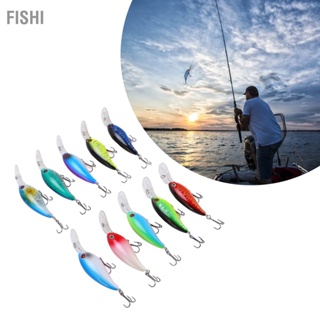 Fishi 10 ชิ้นประดิษฐ์ Crankbait 3D ตกปลาเหยื่อตกปลาอุปกรณ์เสริมสำหรับ Bass Pikes Freshwater