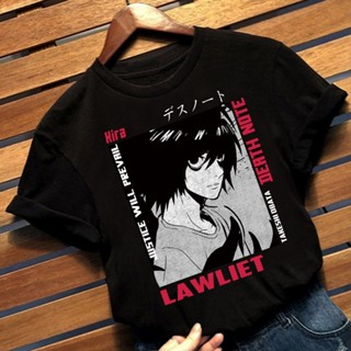 ▲cod▼ Men Women T-shirt Tops Kawaii Death Note Tshirt L Kira Ryuk T-shirt Crew Neck Fitted Soft Anim_12