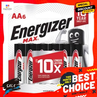 โคมไฟและอุปกรณ์ให้แสงสว่าง เอเนอไจเซอร์ แม็กซ์ ถ่าน ขนาด AA แพ็ค 6 ก้อน Energizer Max AA size batteries, pack of 6ถ่านไฟ