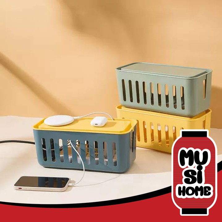 MUSI.HOME ราคาถูก【V33】กล่องเก็บสายไฟ ที่เก็บสายไฟ กล่องเก็บอุปกรณ์ชาร์จมือถือ เก็บปลั๊กไฟ สายไฟไม่พันกัน