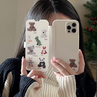 เคสโทรศัพท์มือถือหนัง PU แบบฝาพับ ลายตุ๊กตาหมีน่ารัก สําหรับ iPhone 12PROMAX 14PROMAX 11 11PROMAX 12 12PRO 13 13PRO 13PROMAX 14 14PRO 14Plus