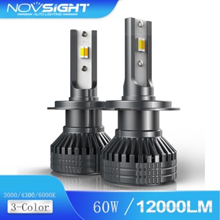 ไฟหน้ารถยนต์ LED H7 3000K 4300K 6000K 60W 12000LM สามสี ปลั๊กแอนด์เพลย์ 1 คู่