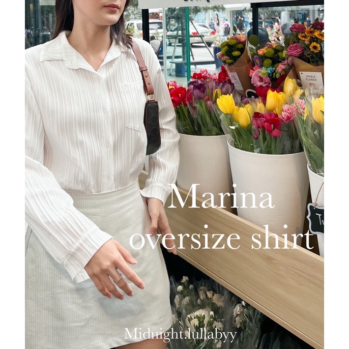 (ไลฟ์เหลือ230฿) เสื้อเชิ้ตโอเวอร์ไซส์ Marina Oversize shirt by Midnight.lullabyy
