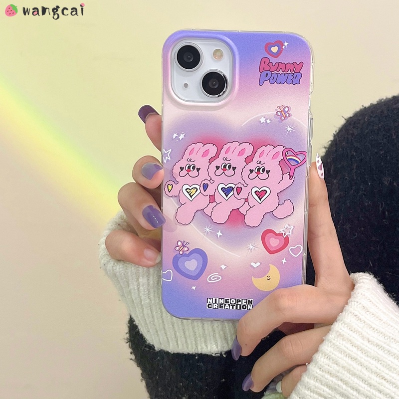 Huawei Y9s Y9a Y7a Y9 Y7 Pro 2019 Y6p Y5p P50 P40 P30 P20 Lite Mate 40 30 20 Pro เคสโทรศัพท์ กระต่าย ที่จับ ขาตั้ง ความรัก สีม่วง ไล่ระดับ ตลก การ์ตูนน่ารัก เคส