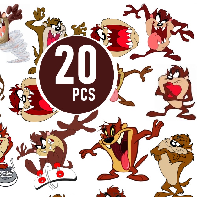 Tzamania สติกเกอร์ 20 ชิ้นการ์ตูน 90s Tazmania ชุดสติกเกอร์ Tasmania TAZMANIAN