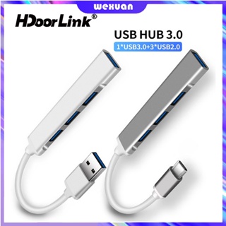 Hdoorlink ฮับ USB 3.0 Type C 4 พอร์ต ความเร็วสูง สําหรับแล็ปท็อป PC