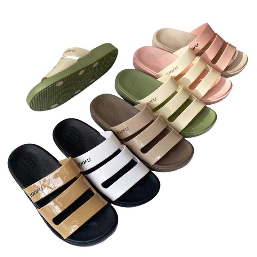 LUOFU Womens Triple Tyre Jelly Rubber Kokop Sandals E6222-E01WK [c00]