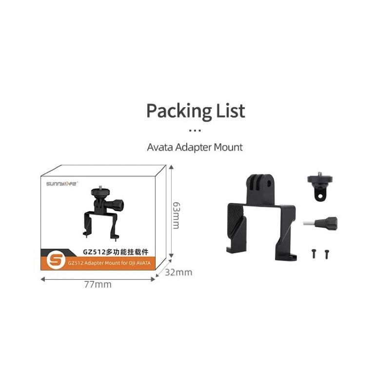 Sunnylife Sports Camera Holder Drone Light Bracket Lamp for DJI Avata for ACTION 2/ Insta360 GO3