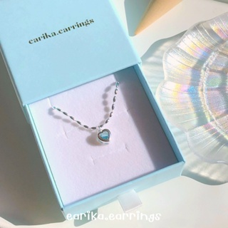 (กรอกโค้ด GG24P ลด 65.-) earika.earrings - cinderella heart necklace สร้อยคอจี้หัวใจสีฟ้าเงินแท้ S92.5 ปรับขนาดได้