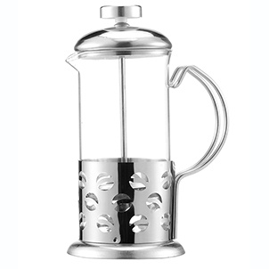 Duolvqi French Press Manual Coffee Maker Pot Beans Pattern 600 ml - KG72I - สีเงิน