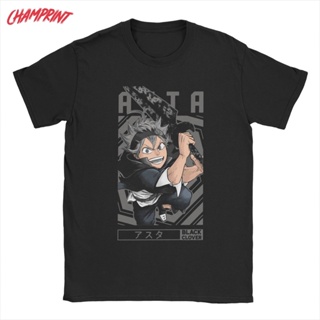 Men T-Shirt Asta Black Clover T Shirts 100% Cotton Humorous Round Neck Anime Manga Tees Short Sleeve Clothes Printi_01