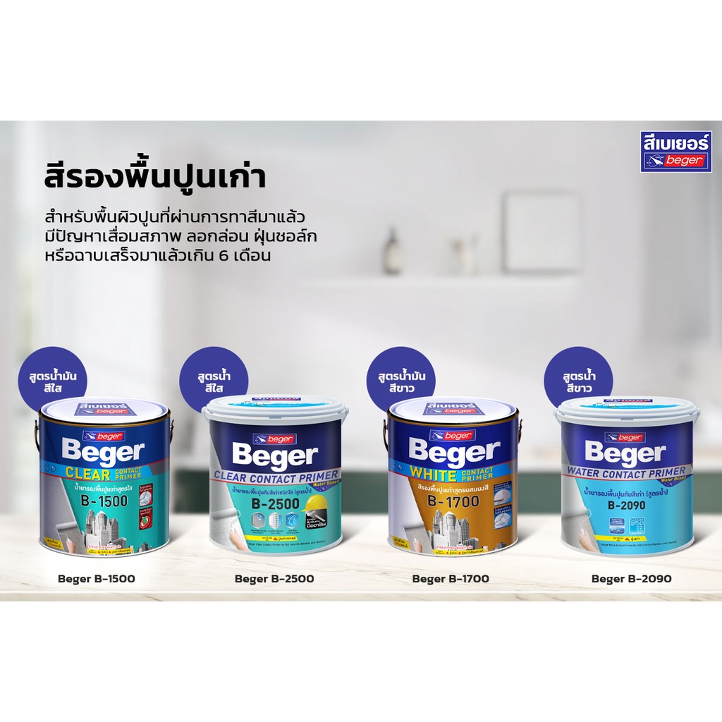 5GL สีรองพื้นปูนเก่า เบเยอร์ รองพื้นปูนทาทับสีเก่า รองพื้นปูนอเนกประสงค์ Beger B1500 B2500 B1700 B20