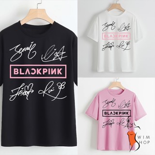 Black Pink Signature T-shirts Casual Shorts Sleeve For Women wt0246เสื้อยืด