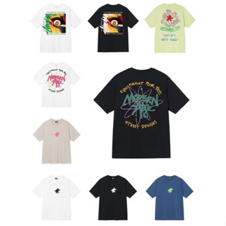 STUSSY ใหม่ เสื้อยืดแขนสั้น ผ้าฝ้ายแท้ ทรงหลวม สไตล์อเมริกัน สตรีท ฤดูร้อน สําหรับผู้ชาย และผู้หญิง เหมาะกับการเล่นสเก็ตบอร์ด