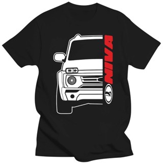 ใหม่ เสื้อยืดลําลอง แฟชั่นสําหรับผู้ชาย แขนสั้น สีดํา พิมพ์ลาย Lada Niva Bronto Car Auto