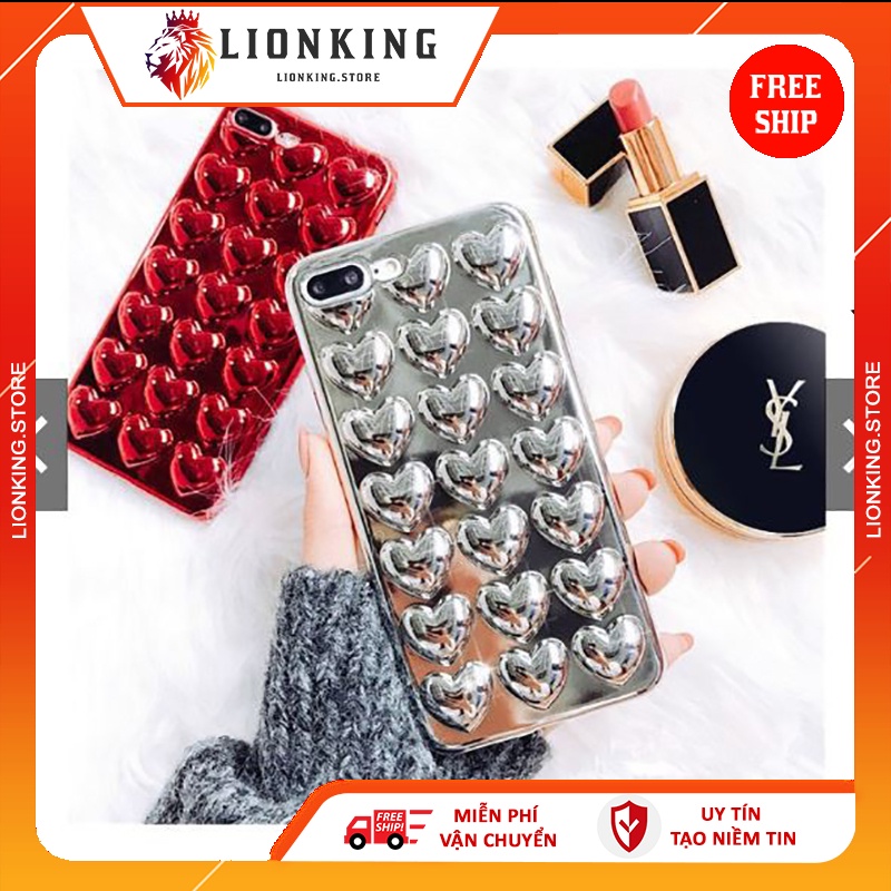 เคส iPhone - เคส Buble (หัวใจนูนมันวาว) - สําหรับ iPhone 6 6s 6Plus 6sPlus 7Plus 8Plus X