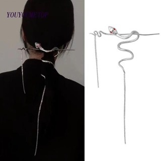 Youyo กิ๊บติดผม รูปงู ขนาดใหญ่ สีเงิน อินเทรนด์ สําหรับผู้หญิง วันหยุด