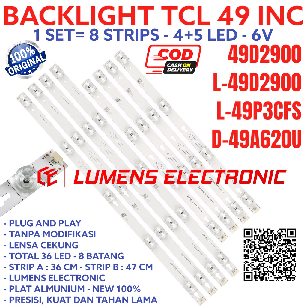 TCL LED TV BACKLIGHT 49 INC 49D2900 L49D2900 L49P3CPFS 49P6 49A620 49A620U D49A620 D49A620U 9K BL LE
