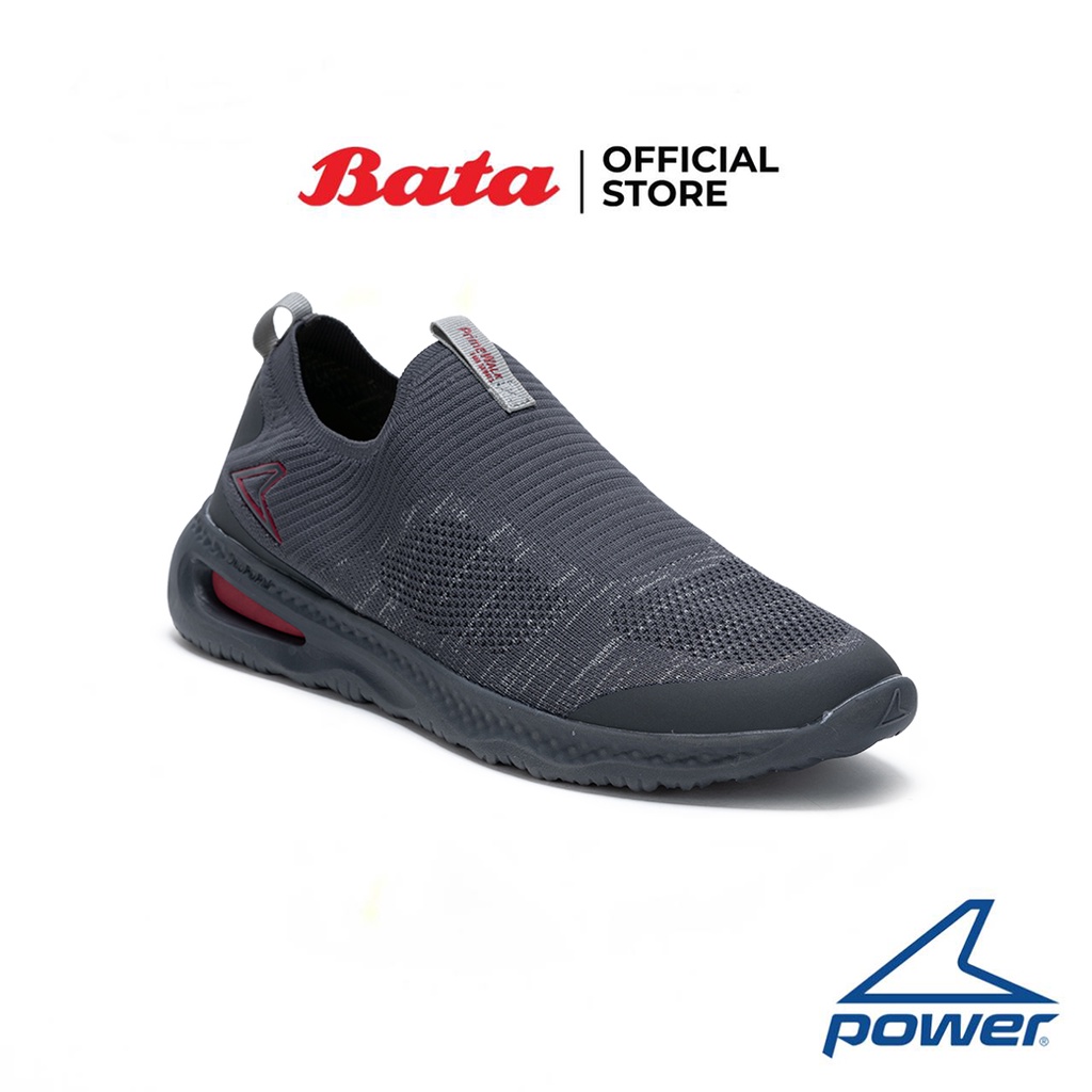 Bata บาจา ยี่ห้อ Power รองเท้าผ้าใบออกกำลังกาย แบบสวม รองรับน้ำหนักเท้าได้ดี สำหรับผู้ชาย รุ่น DD 300 Slip On 2 สีเทา 8186013