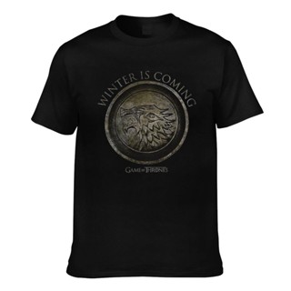 เสื้อยืดคอกลมเสื้อยืดแขนสั้น พิมพ์ลายโลโก้ Game Of Thrones Winter Is Coming Stark สําหรับผู้ชายS-4XL_07