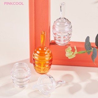 Pinkcool ขวดพลาสติกใส ลายรังผึ้ง สีเหลืองอําพัน สําหรับใส่ลิปกลอส 9 มล.