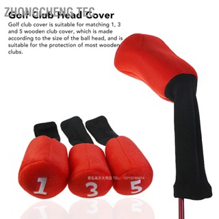 Zhongcheng Tec 1 3 5 Golf Club Heads Cover ผ้ากำมะหยี่ Wood Headcovers สำหรับนักกอล์ฟ Woods