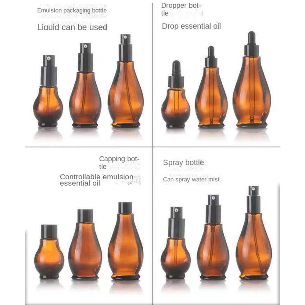 Lyndon ขวดน้ําหอม Aromatherapy Travel Lotion ขวดปั๊ม 10ml-100ml แก้ว Amber Essential Oil Dropper ขวด