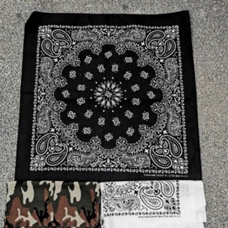 ผ้าเช็ดหน้า USA แท้ 100% ลายลูกน้ำ paisley สกรีน 2 ด้าน