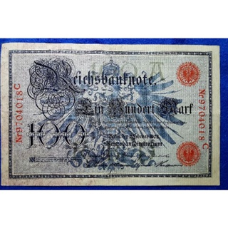 แบงก์​สะสม​ เยอรมัน​ Germany, 100 Mark, (ยุค​จักรพรรดิ​ Wilhelm 2), B269L, ใช้แล้ว