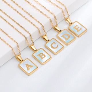 [พร้อมส่งในไทย] สร้อยคอ จี้ตัวอักษรภาษาอังกฤษ A-Z ผู้หญิง สแตนเลส โซ่ necklace จี้ทอง A091