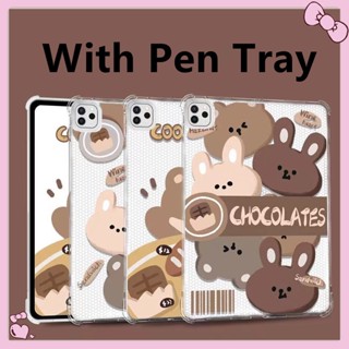 【with pen tray】เคสไอแพด ipad gen9 air4 การ์ตูน เคส Bear ipad gen8 ipad air Gen7 mini6 case ipad mini5/4 Gen6 10.2 9.7 Pro 11 12.9
