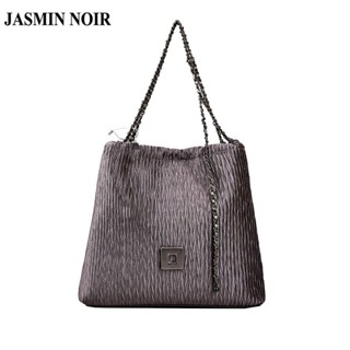 Jasmin NOIR กระเป๋าสะพายไหล่ กระเป๋าถือ สะพายข้าง แต่งสายโซ่ ขนาดใหญ่ สําหรับสตรี