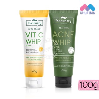 โฟมล้างหน้า แพลนท์เนอรี่ วิป โฟม 100 กรัม Plantnery Tea Tree Acne / Yuzu Orange Vit C Whip Foam 100g.